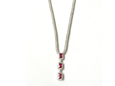 Ruby & White Cubic Zirconia Silver Earring