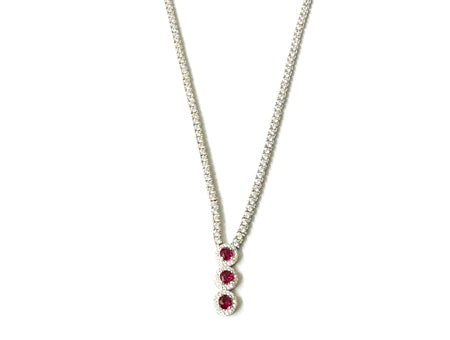 Ruby Cubic Zirconia Silver Necklace.