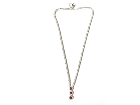 Ruby Cubic Zirconia Silver Necklace.