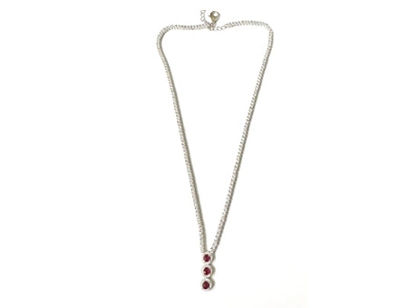 Ruby Cubic Zirconia Silver Necklace.