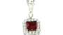 Silver Ruby & White Cz Stone Set Necklace