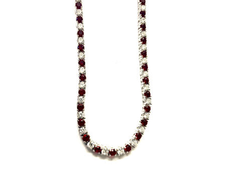 Ruby Cubic Zirconia Claw Set Silver 3mm Stone Tennis Bracelet