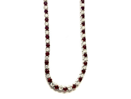 Ruby Cubic Zirconia Claw Set Silver 3mm Stone Tennis Bracelet