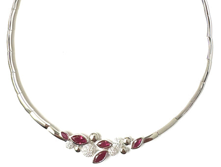 A Ruby Cubic Zirconia Silver Necklace