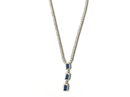 Sapphire Cubic Zirconia Silver Necklace.