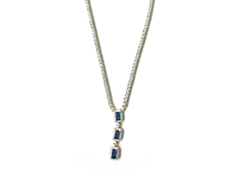 Sapphire Cubic Zirconia Silver Necklace.