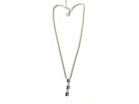 Sapphire Cubic Zirconia Silver Necklace.