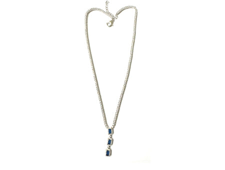 Sapphire Cubic Zirconia Silver Necklace.