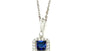 Silver Sapphire & White Cz Stone Set Necklace