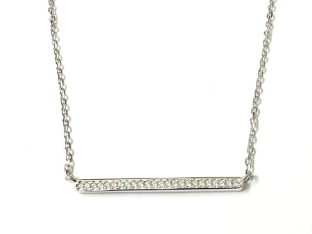 A Silver White CZ Bar Necklace