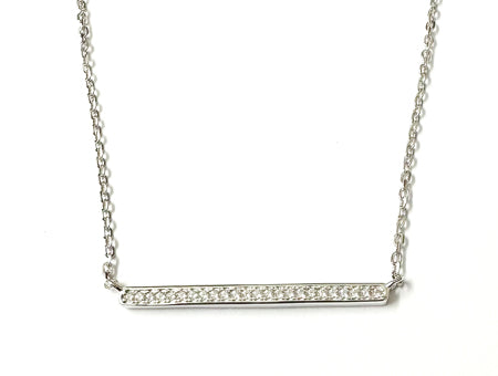 A Silver White CZ Bar Necklace
