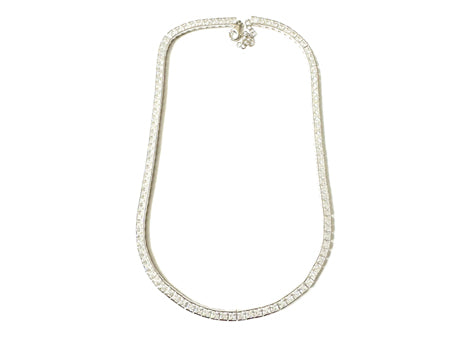 Cubic Zirconia Silver 2 x 2 Stone Necklace