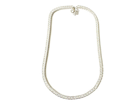 Cubic Zirconia Silver 2 x 2 Stone Necklace