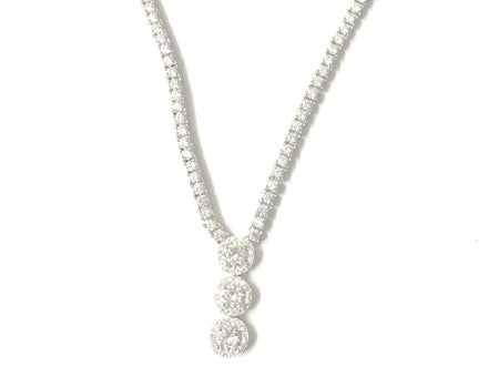 White Cz Silver Necklace And Earring Set
