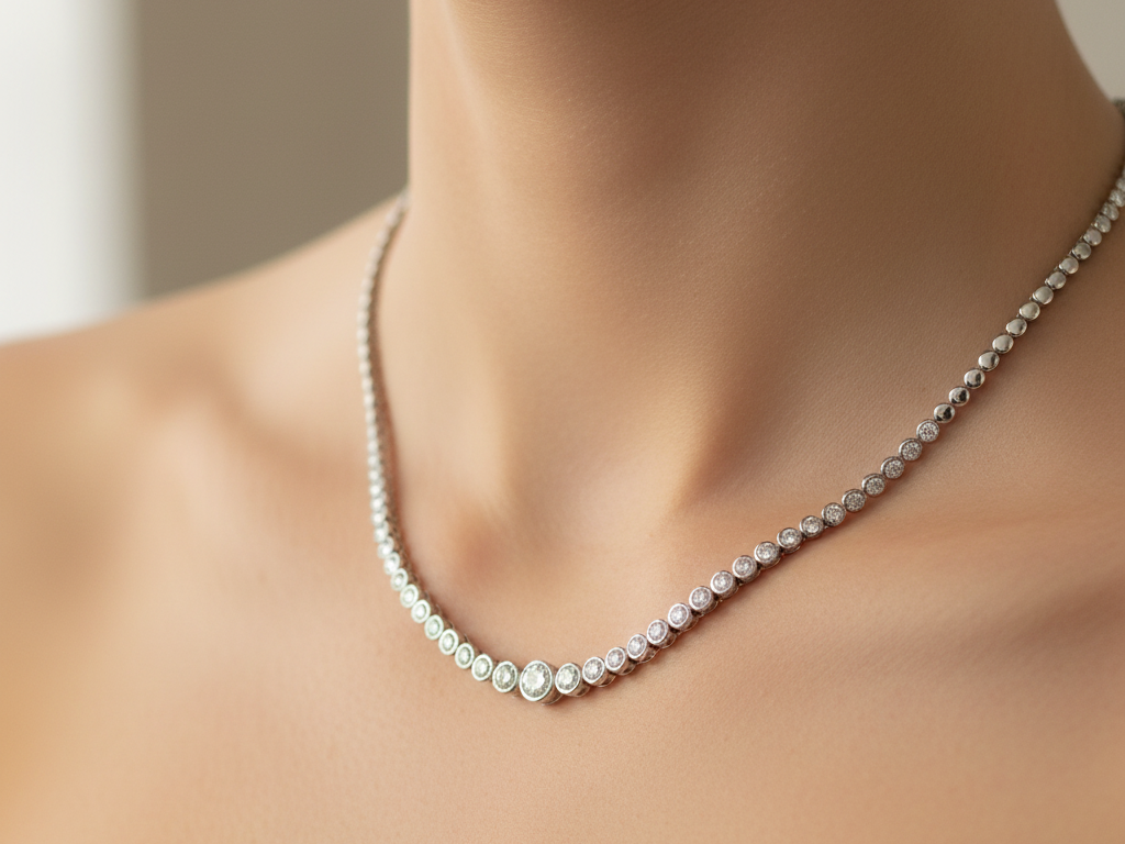 A White Cubic Zirconia Silver Necklace