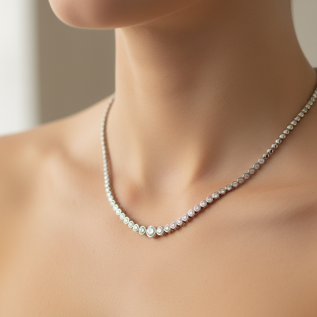 A White Cubic Zirconia Silver Necklace