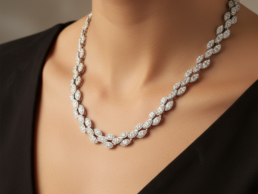 A White Cubic Zirconia Silver Necklace