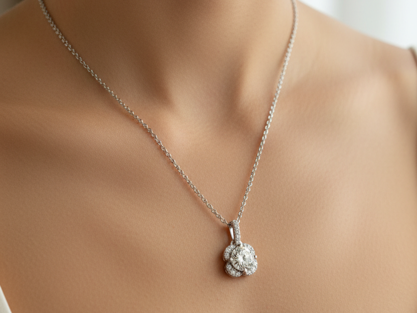 A White Cubic Zirconia Necklace