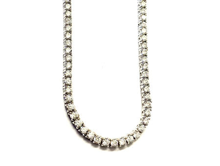 A White Cubic Zirconia Claw Set Tennis Silver 3mm Stone Necklace