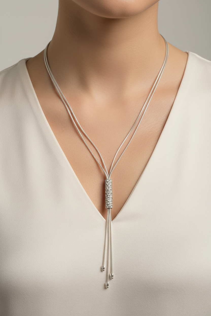 A White Cubic Zirconia Necklace.