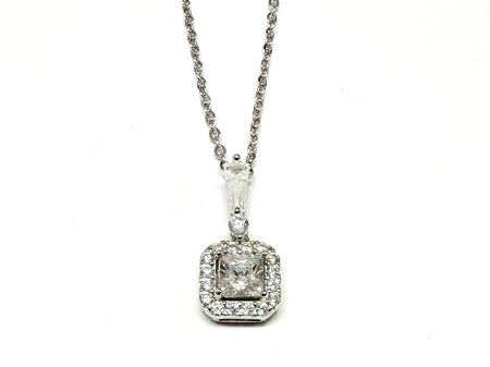Silver Cz Stone Set Necklace