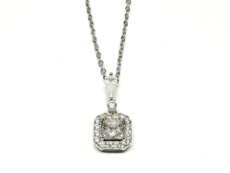 Silver Cz Stone Set Necklace