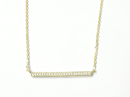 Yellow Plated on Silver CZ Bar Necklace