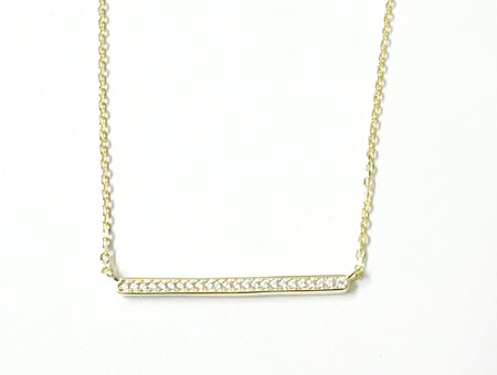 Yellow Plated on Silver CZ Bar Necklace