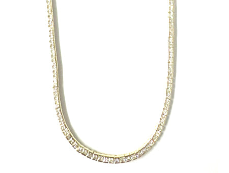 Cubic Zirconia Yellow Plated on Silver 2 x 2 Stone Necklace