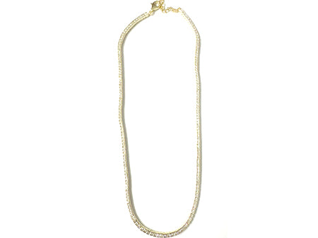Cubic Zirconia Yellow Plated on Silver 2 x 2 Stone Necklace