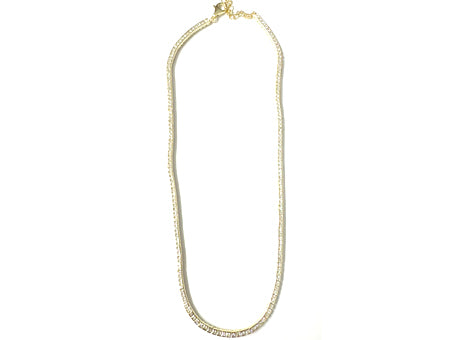 Cubic Zirconia Yellow Plated on Silver 2 x 2 Stone Necklace