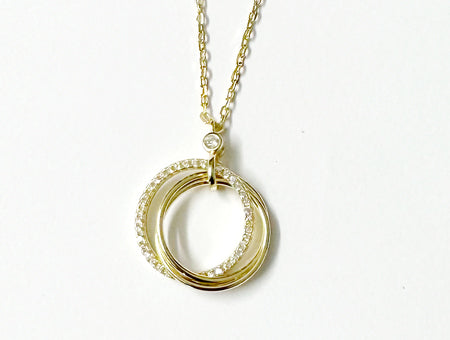 A Silver Yellow Gold Plated white CZ Necklace