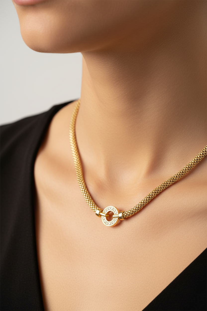 New Yellow Gold & Cubic Zirconia Necklace