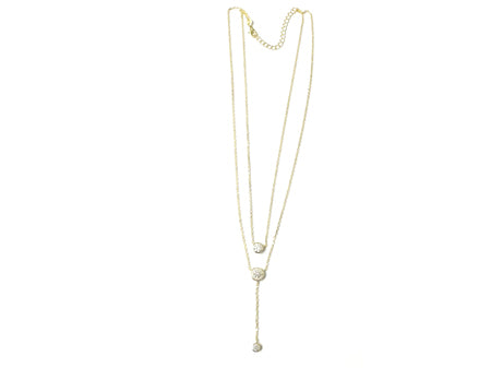 White Cubic Zirconia Gold Plated Silver Necklace.