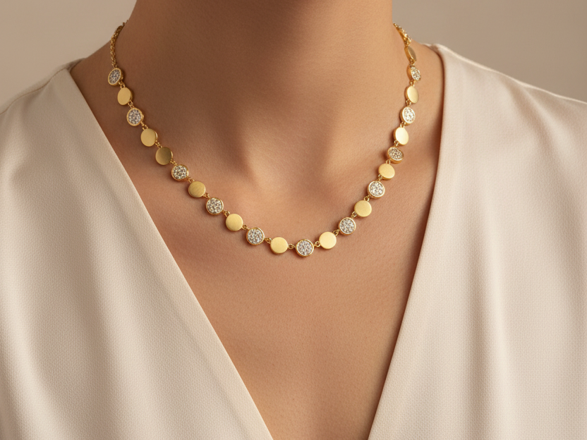 A Yellow Gold Plated Silver Cubic Zirconia Necklace