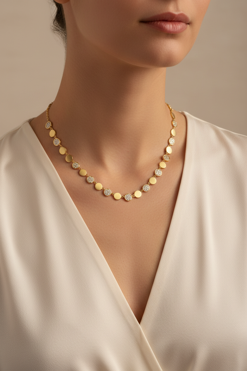 A Yellow Gold Plated Silver Cubic Zirconia Necklace