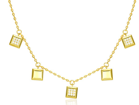 A Yellow Gold Plated Silver Cubic Zirconia Necklace