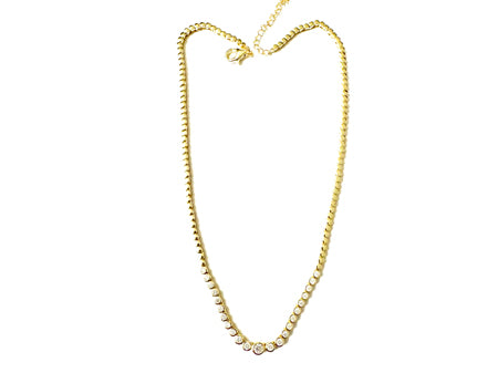 A Yellow Gold Plated White Cubic Zirconia Necklace
