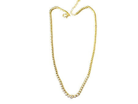A Yellow Gold Plated White Cubic Zirconia Necklace