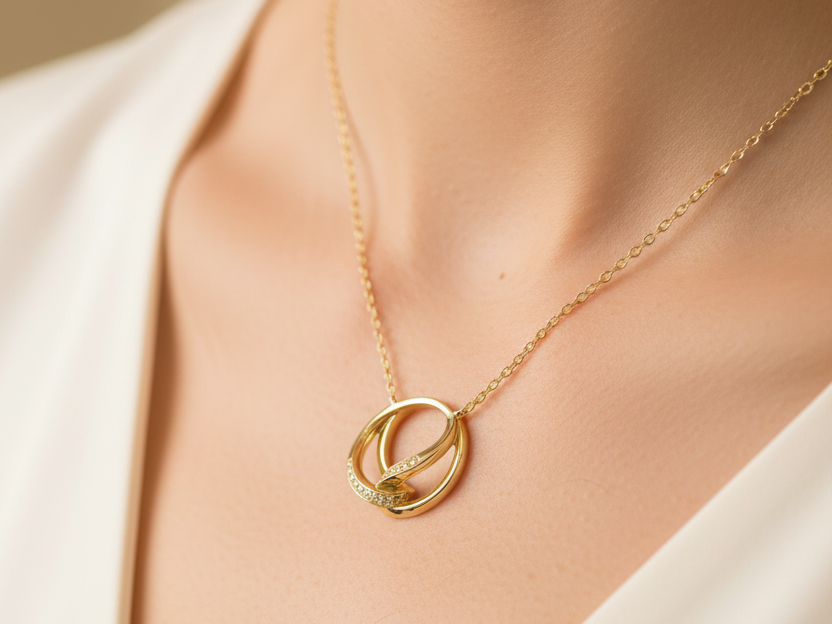 A Yellow Gold Plated Silver White CZ Stone Necklace