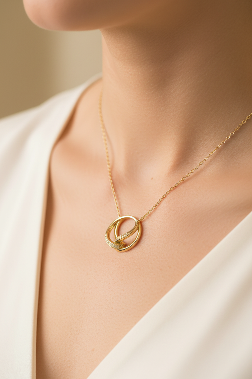 A Yellow Gold Plated Silver White CZ Stone Necklace