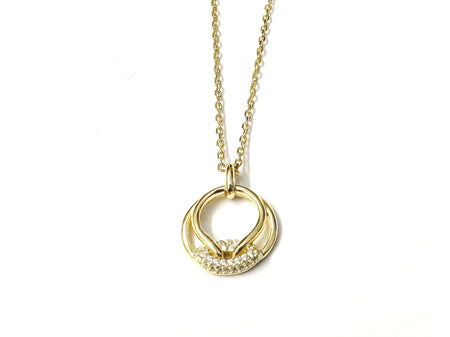A Yellow Gold Plated Silver White CZ Stone Necklace (Pendant and Chain)