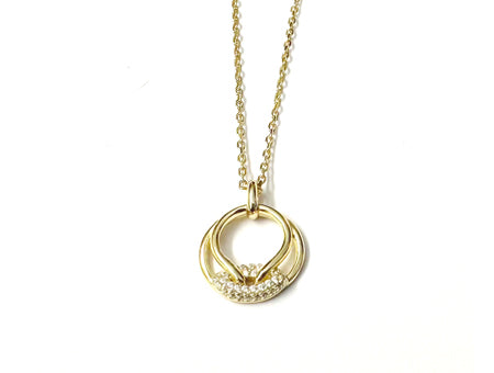 A Yellow Gold Plated Silver White CZ Stone Necklace (Pendant and Chain)
