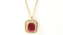 Ruby Cubic Zirconia Gold Plated Silver Necklace.(Pendant and Chain)