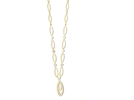 Yellow Plated on Silver White CZ Necklace