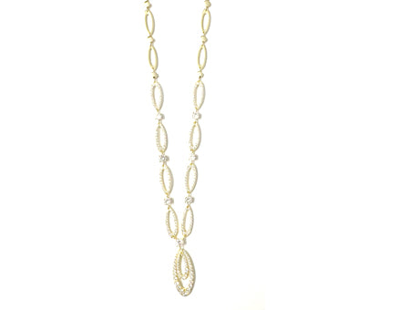 Yellow Plated on Silver White CZ Necklace