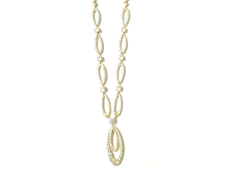 Yellow Plated on Silver White CZ Necklace