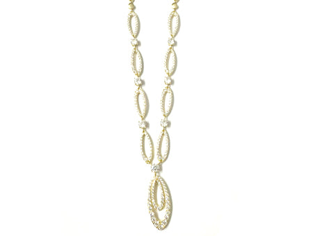 Yellow Plated on Silver White CZ Necklace