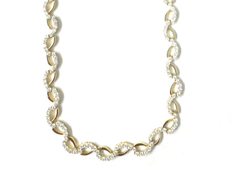 Yellow Plated on Silver White CZ Necklace
