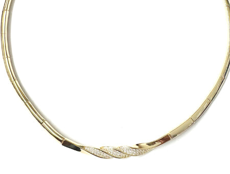 Yellow Plated on Silver White CZ Necklace